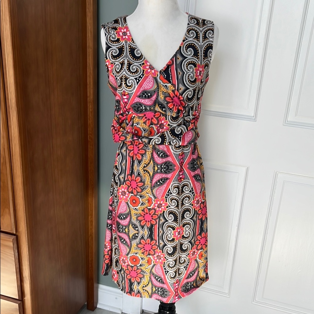 Prana Floral Dazzle Twist Sleeveless Wrap Dress - Medium